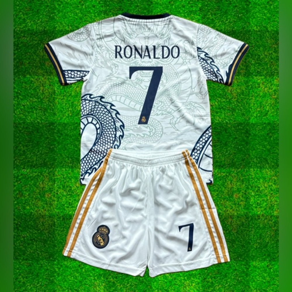 White Ronaldo Dragon Kids Soccer Jersey Set of 2 - NWT Awesome Footballer Jersey
